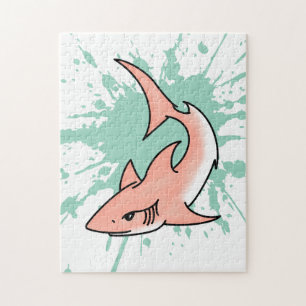 Puzzle tiburón rosa semana dibujos animados tatuaje arte