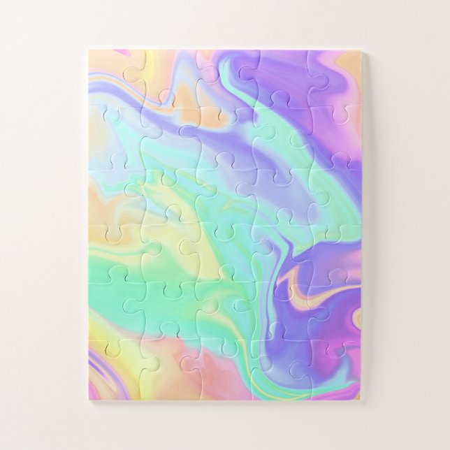 Puzzle Tie Dye Swirl Marble Retro Groovy (Vertical)