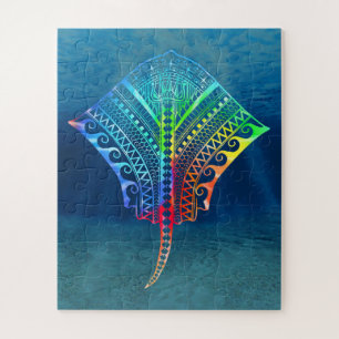 Puzzle Tie Dyed Tribal Stingray