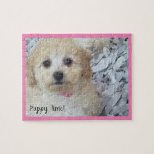 Puzzle Tiempo de cachorro adorable en rosa