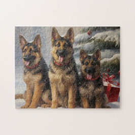 Puzzle Tiempo de Navidades pastores alemanes