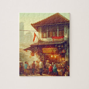 Puzzle Tienda de café de la calle Yakarta