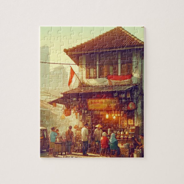 Puzzle Tienda de café de la calle Yakarta  (Vertical)