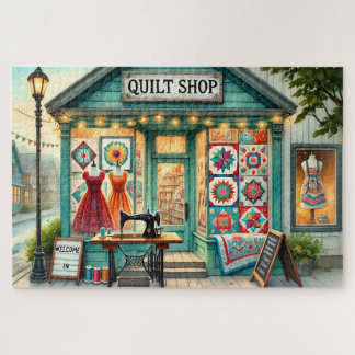 Puzzle Tienda de Colchas Cottage Costura Escena Vintage E