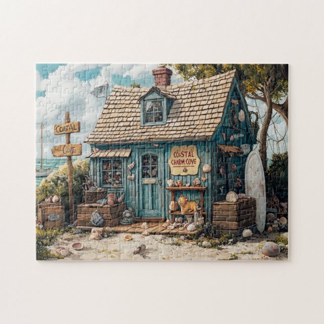 Puzzle Tienda de Conchas en la Playa Casa Costera (Horizontal)