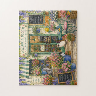 Puzzle Tienda de Flores y Café de Gatos Acogedor Rompecab