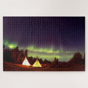 Puzzle Tiendas de campaña Camping Camping Aurora Boreal C