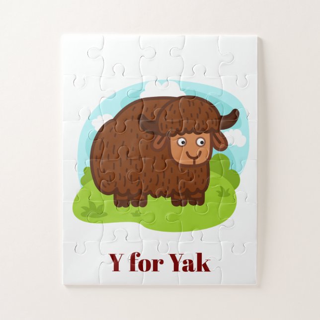 Puzzle Tierno y adorable yak marrón  (Vertical)