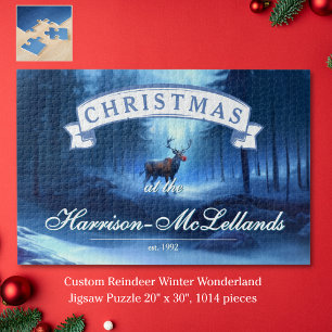 Puzzle Tierra de ensueño invernal de renos personalizados
