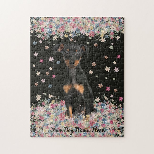 Puzzle Tierra de flores en miniatura de Pinscher. (Vertical)