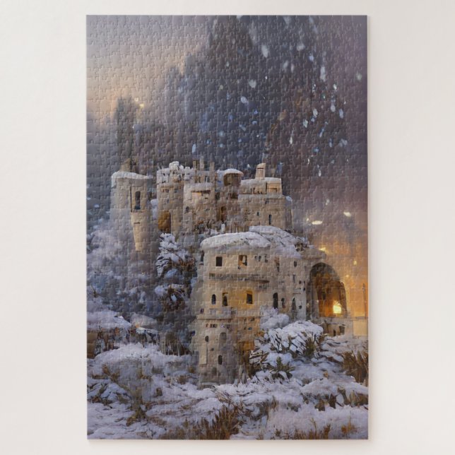 Puzzle Tierra De Invierno, Castillo En Nieve, Pintura De  (Vertical)