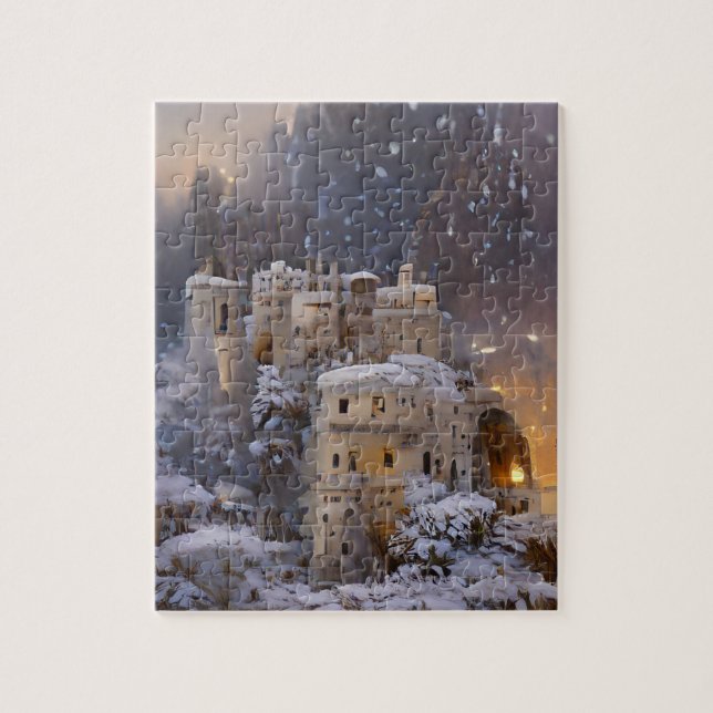 Puzzle Tierra De Invierno, Castillo En Nieve, Pintura De  (Vertical)