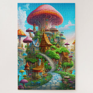 Puzzle Tierra Surrealista de Fantasía Mágica Colorida