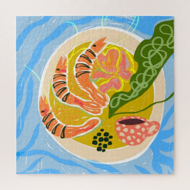 Puzzle Tiger Prawns | Plata de alimentos para el mar de c (Vertical)