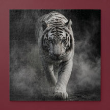 Tigre Blanco Caminando a Través del Humo