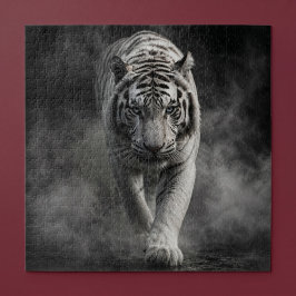 Puzzle Tigre Blanco Caminando a Través del Humo