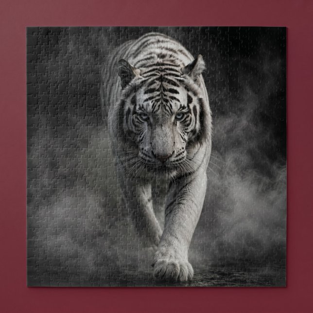 Puzzle Tigre Blanco Caminando a Través del Humo (Subido por el creador)