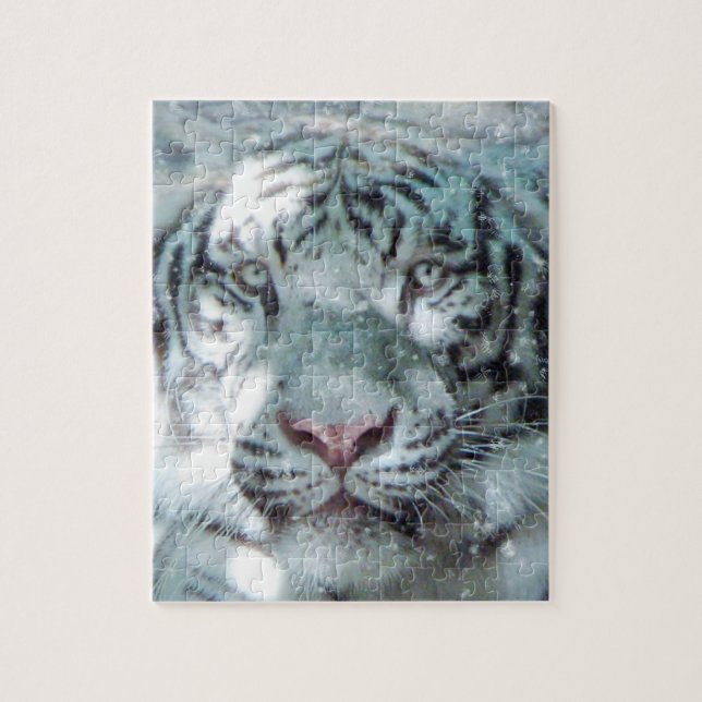 Puzzle Tigre blanco como la nieve del invierno (Vertical)