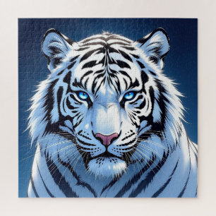 Puzzle Tigre blanco de ojos azules