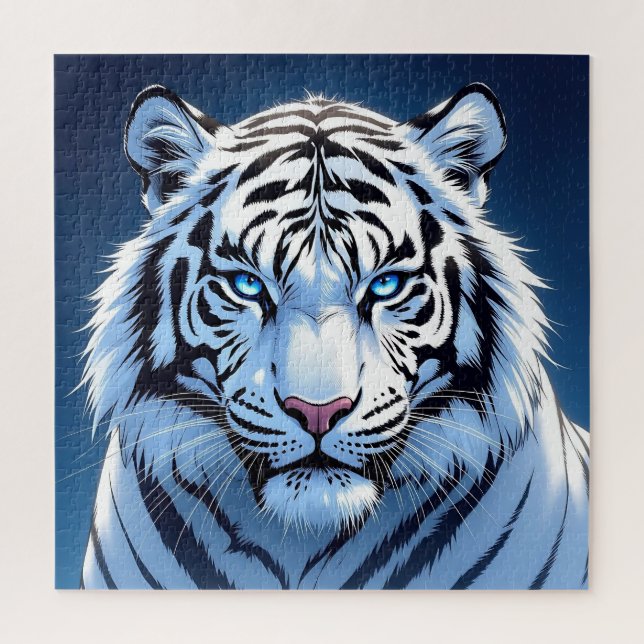 Puzzle Tigre blanco de ojos azules (Vertical)