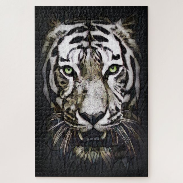 Puzzle Tigre blanco de vidrio templado (Vertical)