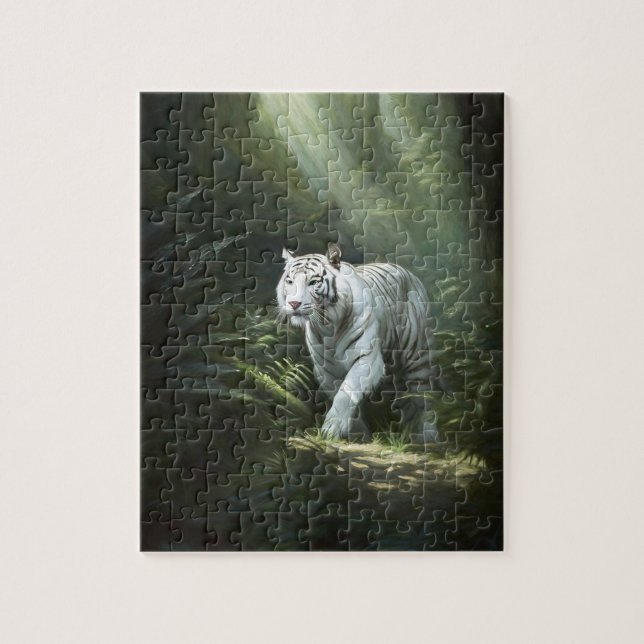 Puzzle Tigre blanco en un bosque denso (Vertical)