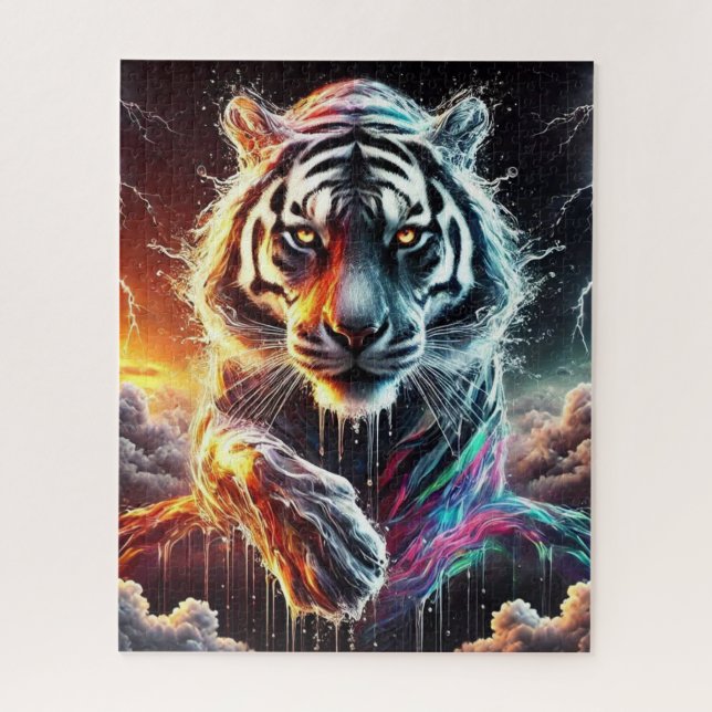 Puzzle Tigre blanco neonatal de día y noche (Vertical)