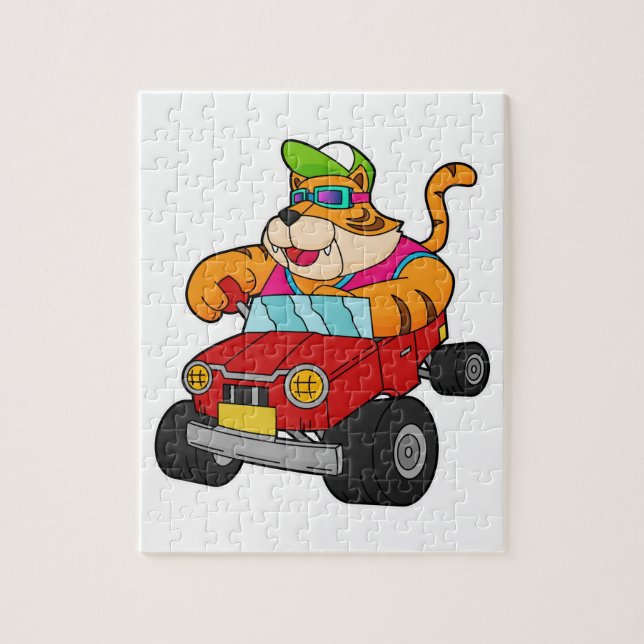 Puzzle Tigre con auto (Vertical)