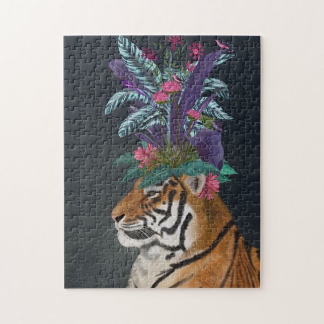 Puzzle Tigre con cabeza tropical (Vertical)