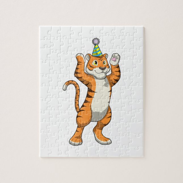 Puzzle Tigre con Fiesta gorra Fiesta (Vertical)