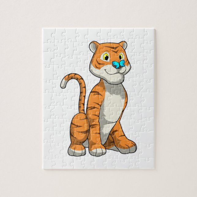 Puzzle Tigre con mariposa (Vertical)