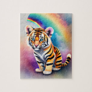 Puzzle Tigre de bebé colorido de color acuático