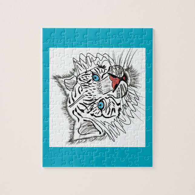 Puzzle Tigre de bebé de ojos azules (Vertical)