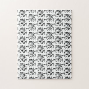 Puzzle Tigre de Bengala Blanco Amante de Animales Cara de