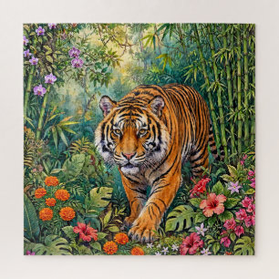 Puzzle Tigre de Bengala Jungla de Bambú Vibrante