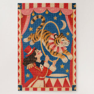 Puzzle Tigre de circo vintage y divertido Funhaus de doma