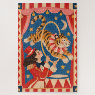 Puzzle Tigre de circo vintage y divertido Funhaus de doma