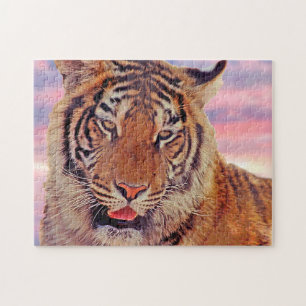 Puzzle Tigre Dormido al Atardecer, Gran Felino