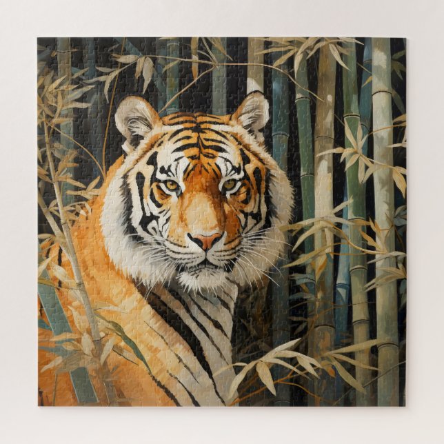 Puzzle Tigre en bosque de bambú (Vertical)