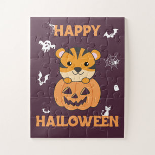 Puzzle Tigre En Calabaza Dulce Tigre Feliz Halloween Jigs
