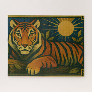 Puzzle Tigre estilizado en el marco ornamental del arreba