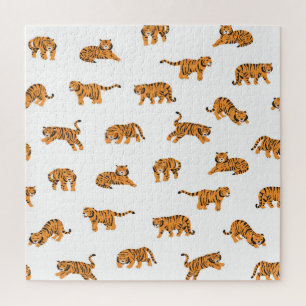 Puzzle Tigre japonés: el doodle vintage no tiene cabida