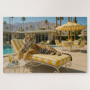 Puzzle Tigre junto a la piscina de Palm Springs