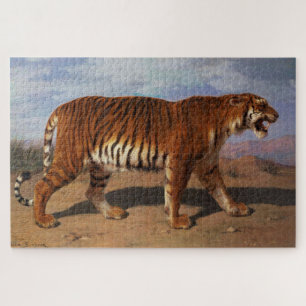 Puzzle Tigre salvaje acechando su presa (por Rosa Bonheur
