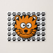Tigre sonriente del dibujo animado con el fondo de