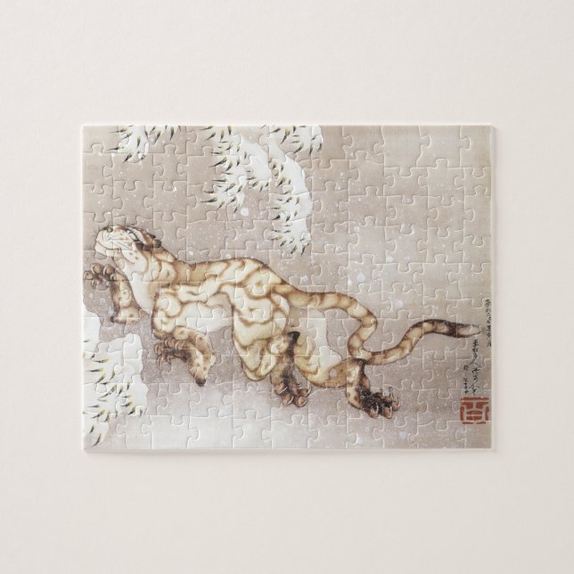 Puzzle Tigre viejo por Hokusai (Horizontal)