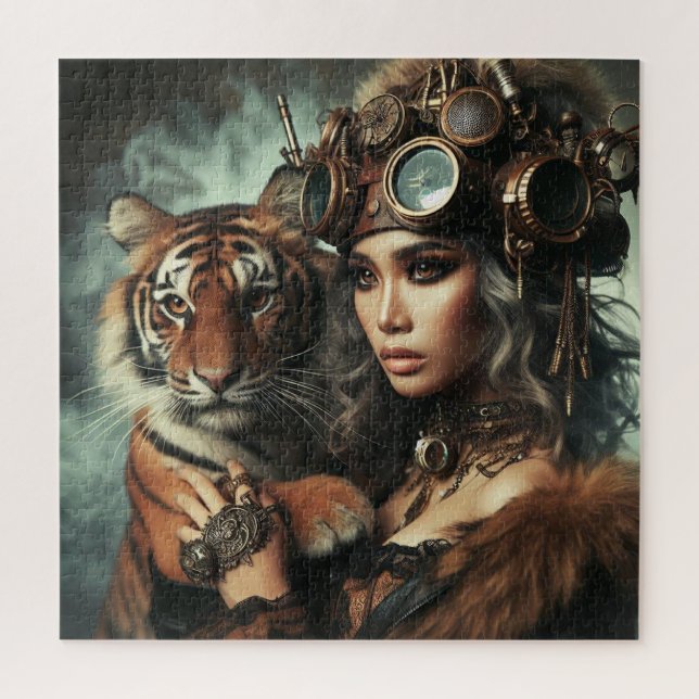 Puzzle Tigre y Chica joven de la máquina del tiempo 80-1 (Vertical)