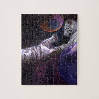 Puzzle Tigres del blanco del juego de la noche