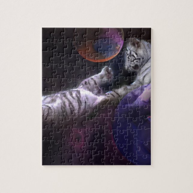 Puzzle Tigres del blanco del juego de la noche (Vertical)