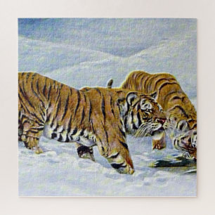 Puzzle "Tigres en la nieve"
